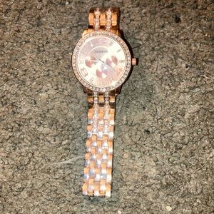 Geneva Rose gold tone watch with rhinestone details
